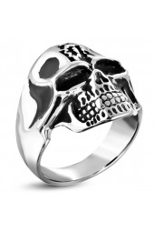 Plieninis Skull žiedas